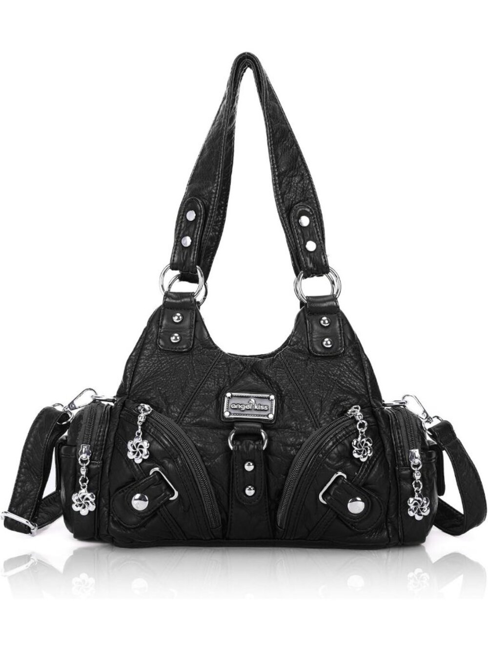 Small Hobo Shoulder Bag for Women | Vegan Leather Multi-Pocket Tote with Zipper
